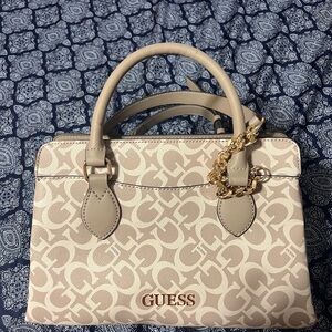 Guess Tan Satchel with Gold Chain